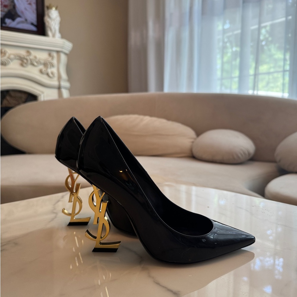Yves Saint Laurent Black Sculptural Heel Pumps